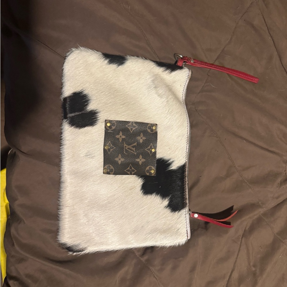 Cow Print Clutch with Red Accents